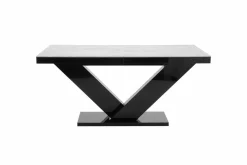 Stoły| Stół rozkładany VICTORIA czarny / nadruk szary kamień mat