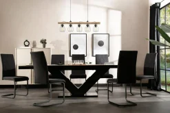 Stoły| Stół rozkładany VICTORIA czarny / nadruk efekt rdzy mat