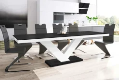 Stół rozkładany VICTORIA MAT biały / czarny