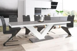 Stoły| Stół rozkładany VICTORIA połysk biały / szary