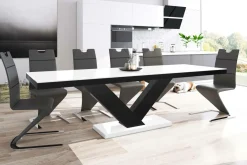 Stół rozkładany VICTORIA połysk czarny / biały