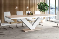 Stół rozkładany VICTORIA połysk biały / cappucino