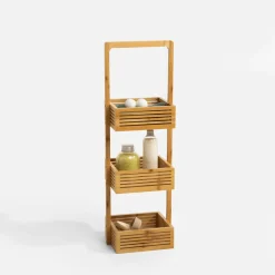 Akcesoria Łazienkowe|Akcesoria Łazienkowe|inny Stojak łazienkowy bambusowy 3-poziomowy 23x19x70 cm