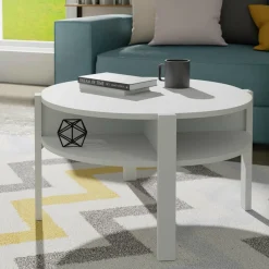 Stoliki Kawowe|FORTE Stolik kawowy okrągły TOBAGO BIAŁY