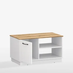 inny Stolik z szafką biały z ryflowaniem VELUTTO