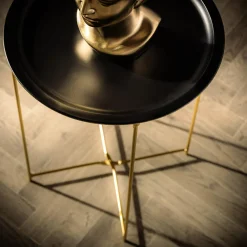 Stoliki Kawowe| Stolik z tacą czarno-złoty 48 cm