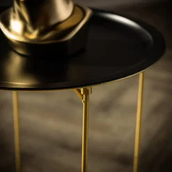 Stoliki Kawowe| Stolik z tacą czarno-złoty 48 cm