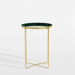 Stolik z tacą zielono-złoty 47,5 cm