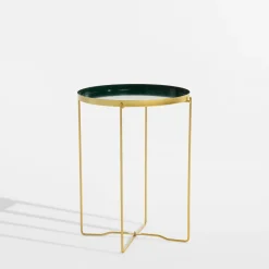 Stolik z tacą zielono-złoty 47,5 cm
