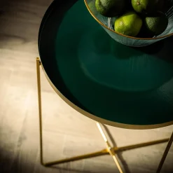 Stolik z tacą zielono-złoty 47,5 cm