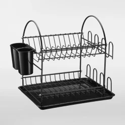 inny Suszarka do naczyń 2-poziomowa czarna 36,5x25,5 cm