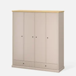 Szafy Uchylne|Esteti Szafa do sypialni 4-drzwiowa IDELLO taupe dąb kamienny