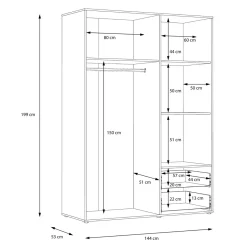 FORTE Szafa do sypialni z szufladami MINORU