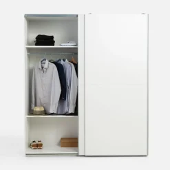 Szafy Przesuwne|inny Szafa przesuwna biała TEMPO 2D z półkami