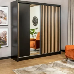 Exline Szafa przesuwna z lamelami i lustrem LAMELLO