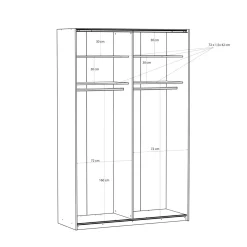 Szafy Z Lustrem|Szafy Przesuwne|FORTE Szafa przesuwna z lustrem FITIO połysk 150 cm