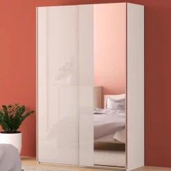 Szafy Z Lustrem|Szafy Przesuwne|FORTE Szafa przesuwna z lustrem FITIO połysk 150 cm