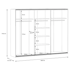 Szafy Z Lustrem|Szafy Przesuwne|FORTE Szafa przesuwna z lustrem 3-drzwiowa HIGH ROCK