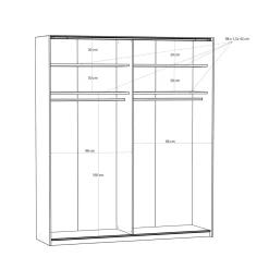 FORTE Szafa przesuwna z lustrem FITIO połysk 200 cm