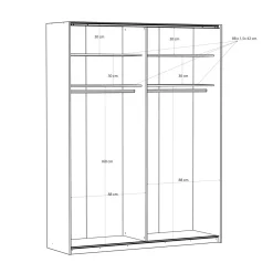 FORTE Szafa przesuwna z lustrem FITIO mat 180 cm