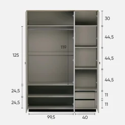 Szafy Z Lustrem|Szafy Uchylne|Esteti Szafa ryflowana do sypialni DOMINICA