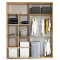 Szafy Z Lustrem|Szafy Przesuwne| Szafa z lamelami i lustrem LIMA 200 cm