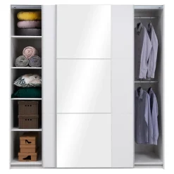 Szafy Z Lustrem|Szafy Przesuwne|Exline Szafa z lustem BASTIA BIAŁA 200