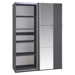 Szafy Z Lustrem|Szafy Przesuwne| Szafa z lustrem grafitowa BASTIA 150 cm