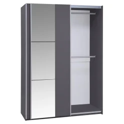 Szafy Z Lustrem|Szafy Przesuwne| Szafa z lustrem grafitowa BASTIA 150 cm