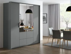 Szafy Przesuwne|inny Szafa z lustrem grafitowa WIEDEŃ