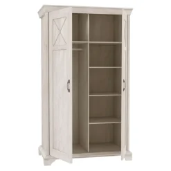 FORTE Szafa z półkami i drążkiem styl prowansalski KASHMIR