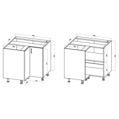 Szafki Kuchenne| Szafka dolna narożna BASIC PLUS BP/D90NW dąb craft złoty