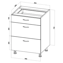Szafki Kuchenne| Szafka dolna z szufladami BASIC PLUS BP/D60S3 alby blue