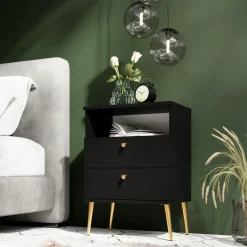 inny Szafka nocna wysoka czarna HIGH