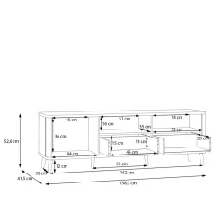 FORTE Szafka pod telewizor z ryflowaniem FIXSMILE 158.3 cm