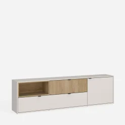 inny Szafka RTV do salonu szerokość 203,6 cm SAMM kamienny beż dąb cremona