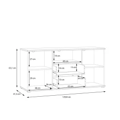 FORTE Szafka RTV 2-drzwiowa z szufladami i wnęką GANYMEDE szałwia