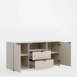 Szafki Rtv|Szafki|FORTE Szafka RTV 2-drzwiowa z szufladami i wnęką GANYMEDE jasny beż