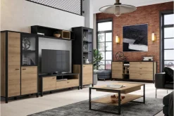 FORTE Szafka RTV industrialna z szufladą i półką HIGH ROCK