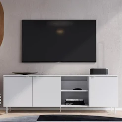 Szafki Rtv|Szafki|LENART Szafka RTV MILA na metalowych nóżkach biała