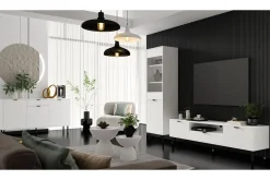 Szafka RTV ryflowana biała WAVE