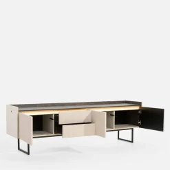 LENART Szafka RTV ryflowana z oświetleniem LAGO 192 cm