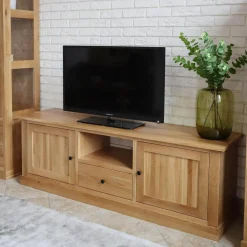 Szafki Rtv|inny Szafka RTV z szufladą lite drewno STELLA dąb naturalny