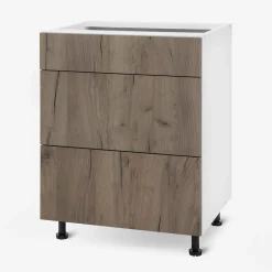 Szafki Kuchenne| Szafka stojąca z szufladami BASIC PLUS BP/D60SR3 dark rockfort hickory