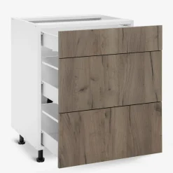 Szafki Kuchenne| Szafka stojąca z szufladami BASIC PLUS BP/D60S3 dark rockfort hickory