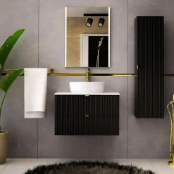Szafki Umywalkowe|Szafki Umywalkowe|inny Szafka umywalkowa czarny mat BELT 80 cm