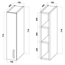 Szafki Kuchenne| Szafka wisząca BASIC PLUS BP/G15 smoke green