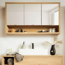 Szafki Łazienkowe|Szafki, Słupki I Półki Łazienkowe|inny Szafka wisząca zamykana z lustrem dąb artisan LADAMA