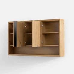 Szafki Łazienkowe|Szafki, Słupki I Półki Łazienkowe|inny Szafka wisząca zamykana z lustrem dąb artisan LADAMA