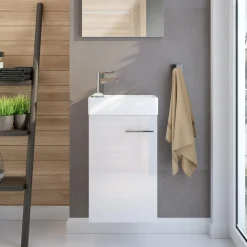 Szafki Umywalkowe|Szafki Umywalkowe|inny Szafka z umywalką biała KIM 40 cm